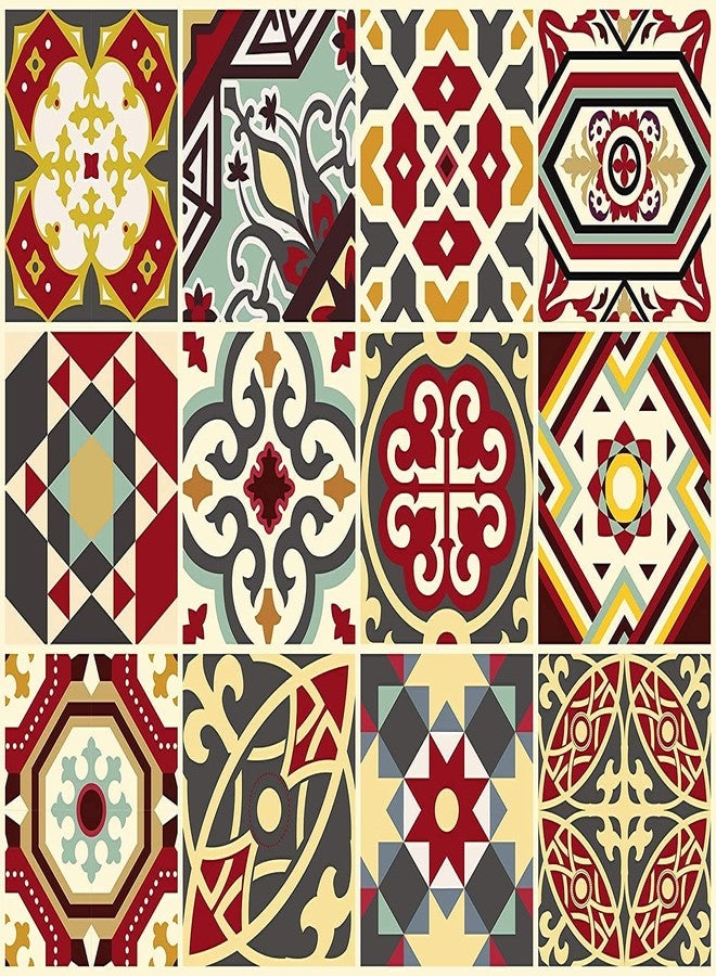 WALLTON - Moroccan - B Tile Stickers for Kitchen Backsplash Bathroom Floor Wood Glass Stick Home Décor Furniture (Multicolor, 8x8 Inch 36 pic) - Image 1